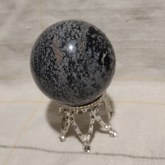 50mm Snowflake Obsidian Sphere - Picture 6 of 6